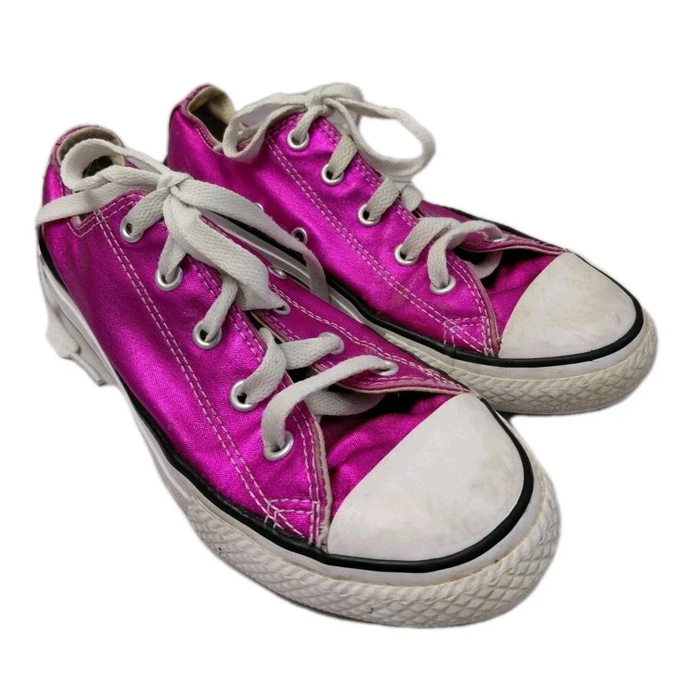 Converse All Star Youth 2 Low Top Pink Metallic Shimmer Sneakers